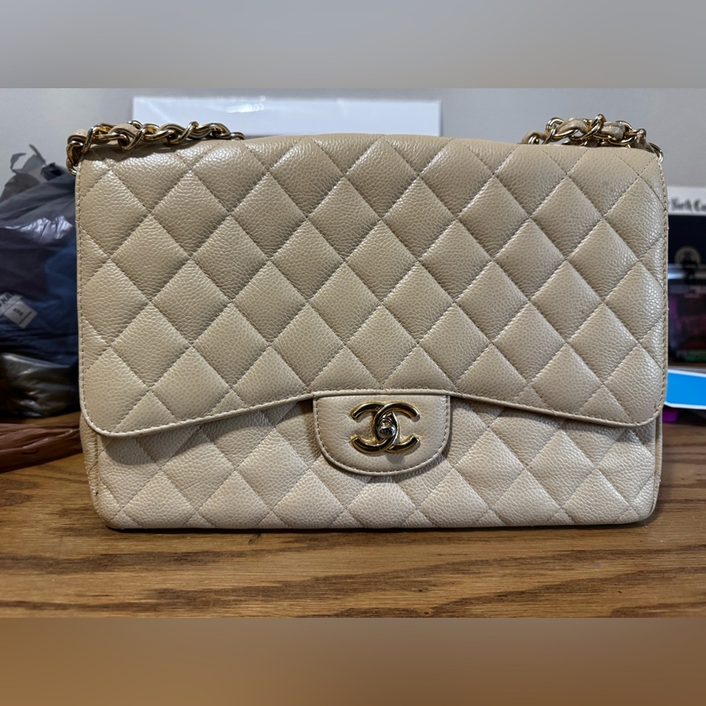 Chanel Cream Quilted Leather Bag
